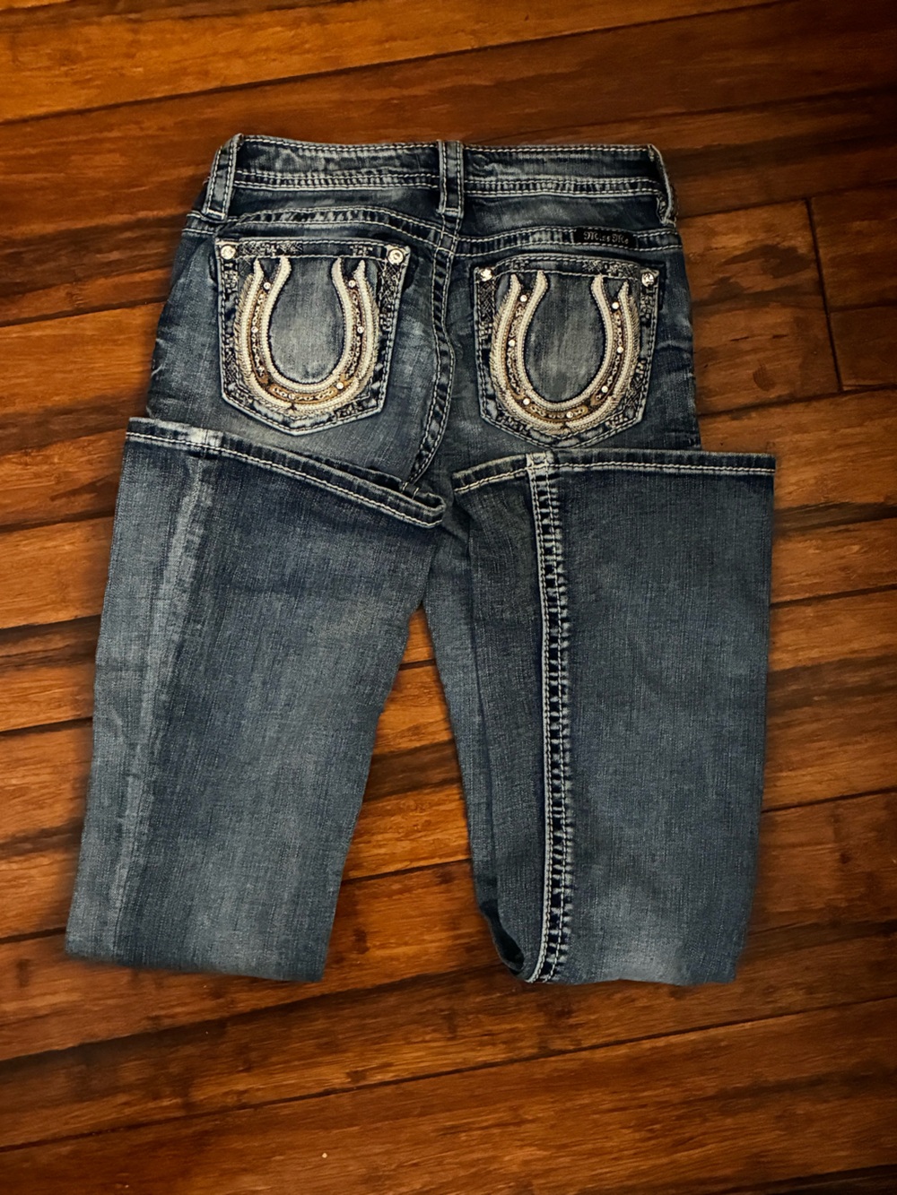 Miss Me Girls Blue Embellished Horseshoe Jeans